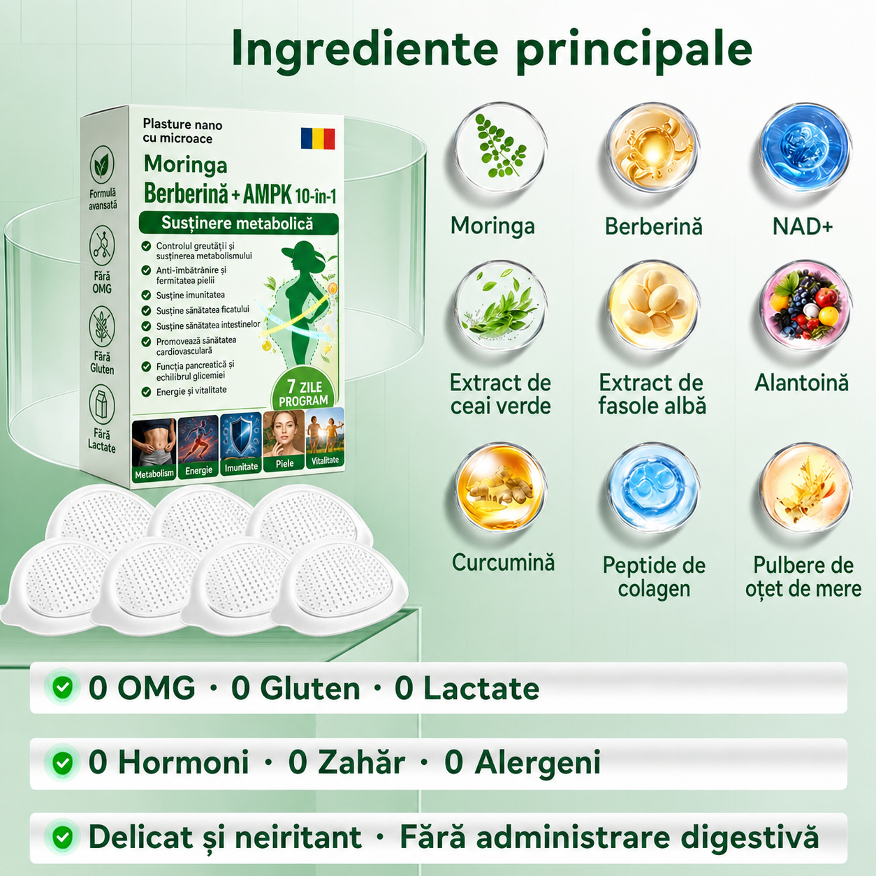 🧑‍⚕️ Plasture nano cu microace 10-în-1 pentru susținerea metabolismului cu Moringa × Berberină × AMPK 🇷🇴